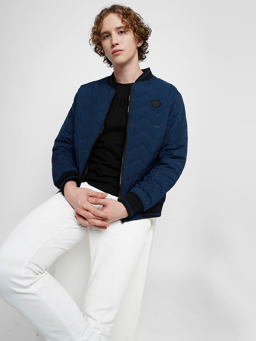 PRODUKT by JACK&JONES Dark Blue Quilted Bomber Jacket - S