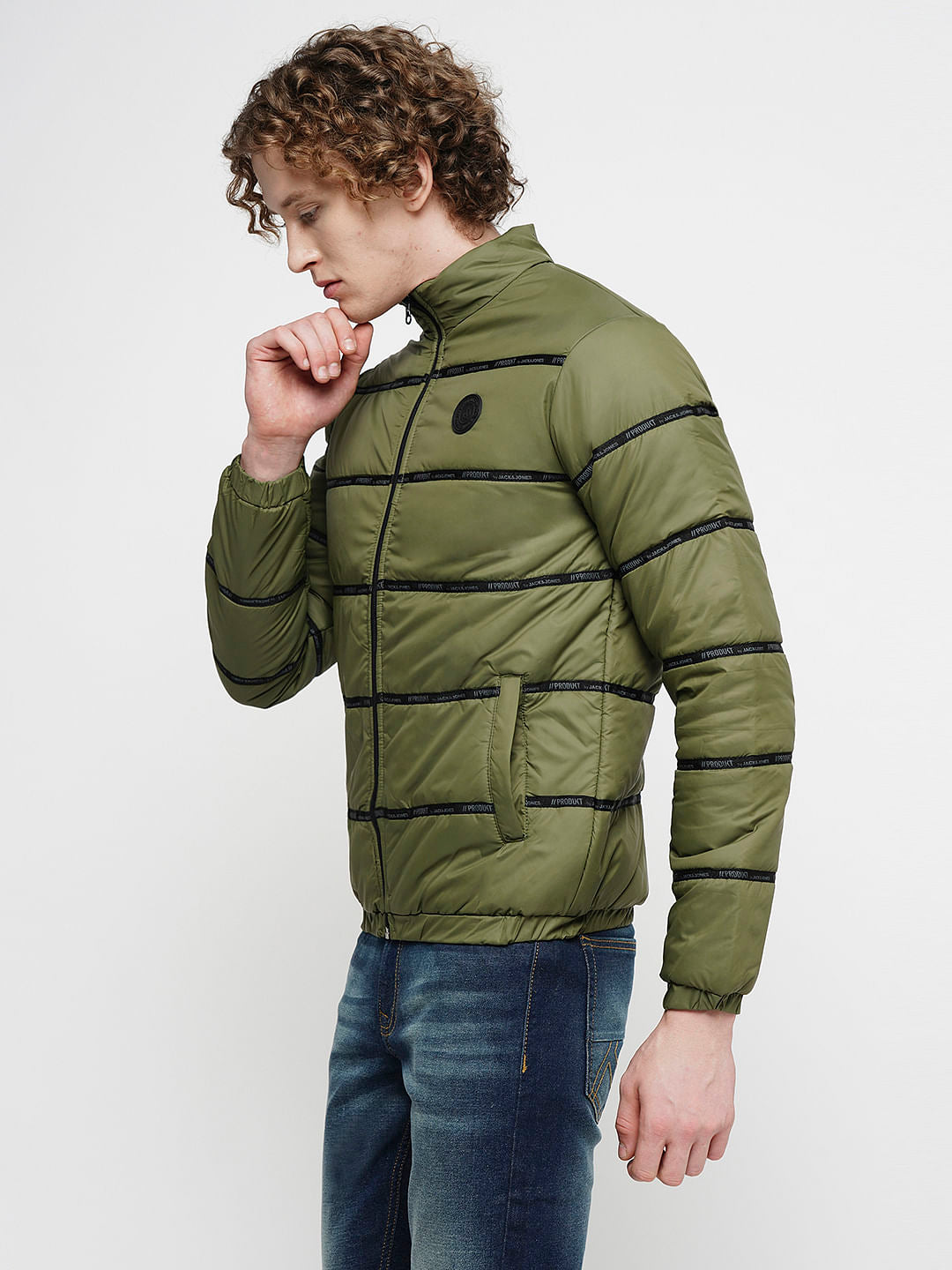 PRODUKT by JACK&JONES Green Logo Print Puffer Jacket