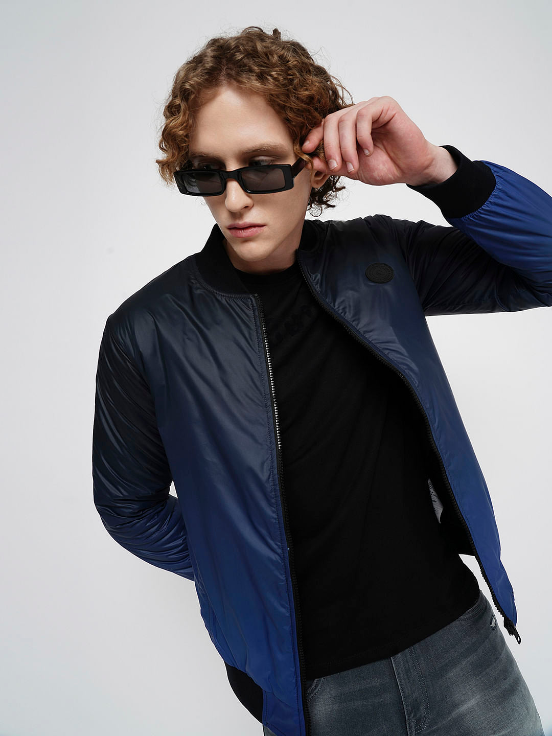 PRODUKT by JACK&JONES Dark Blue Ombre Bomber Jacket - S