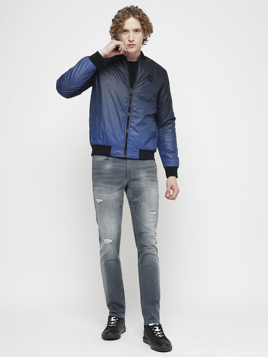 PRODUKT by JACK&JONES Dark Blue Ombre Bomber Jacket