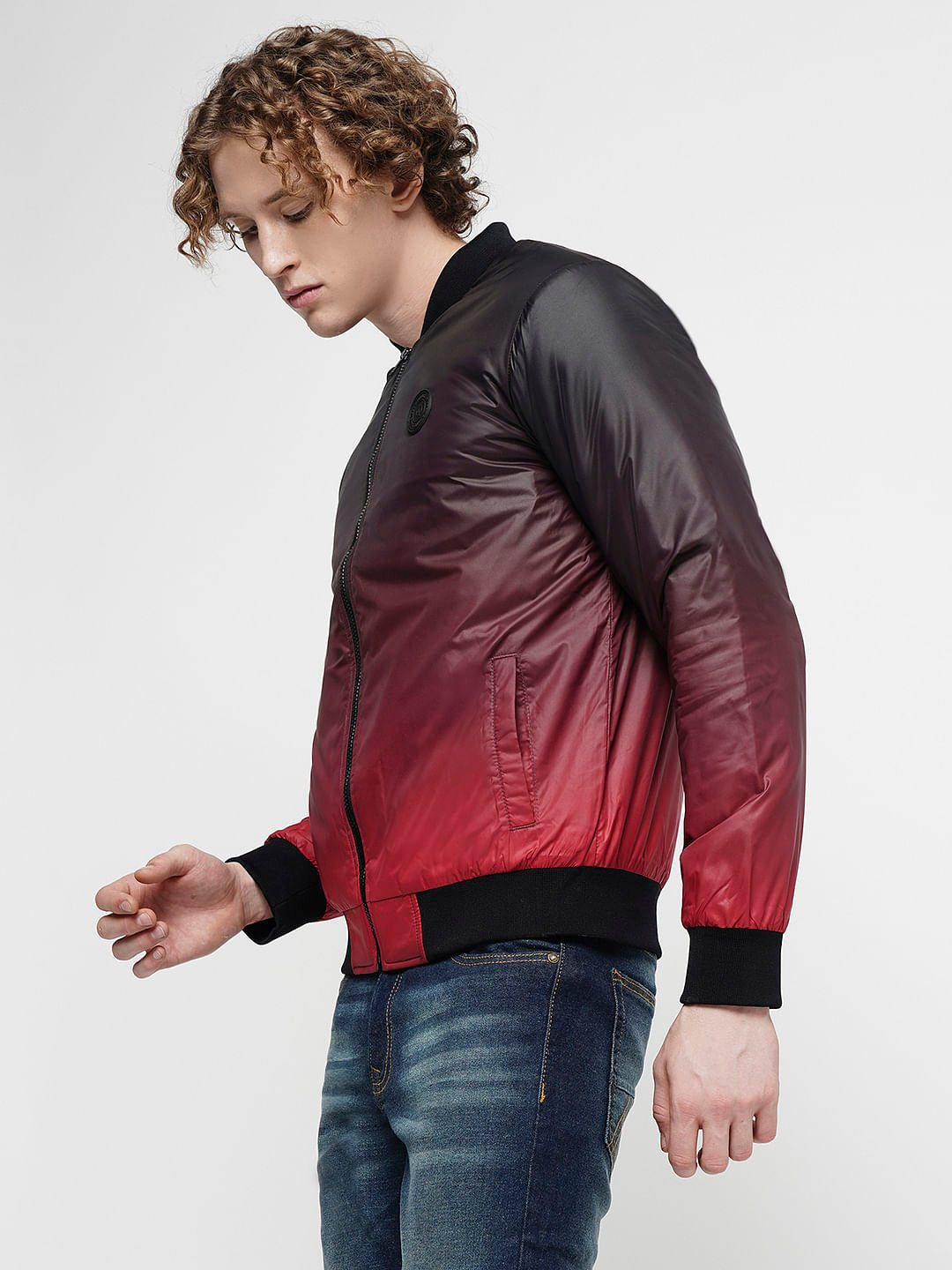 PRODUKT by JACK&JONES Dark Red Ombre Bomber Jacket