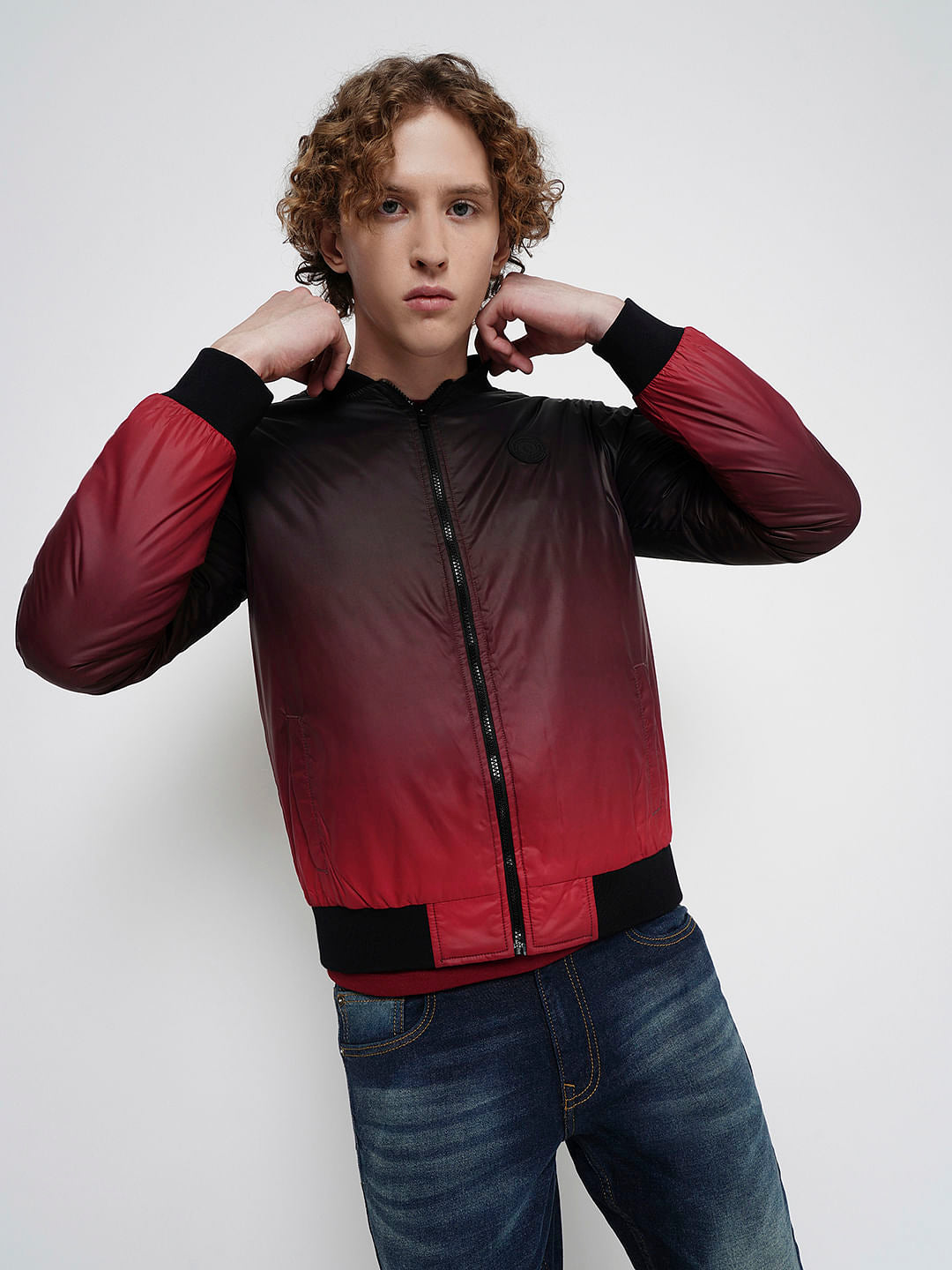 PRODUKT by JACK&JONES Dark Red Ombre Bomber Jacket - S