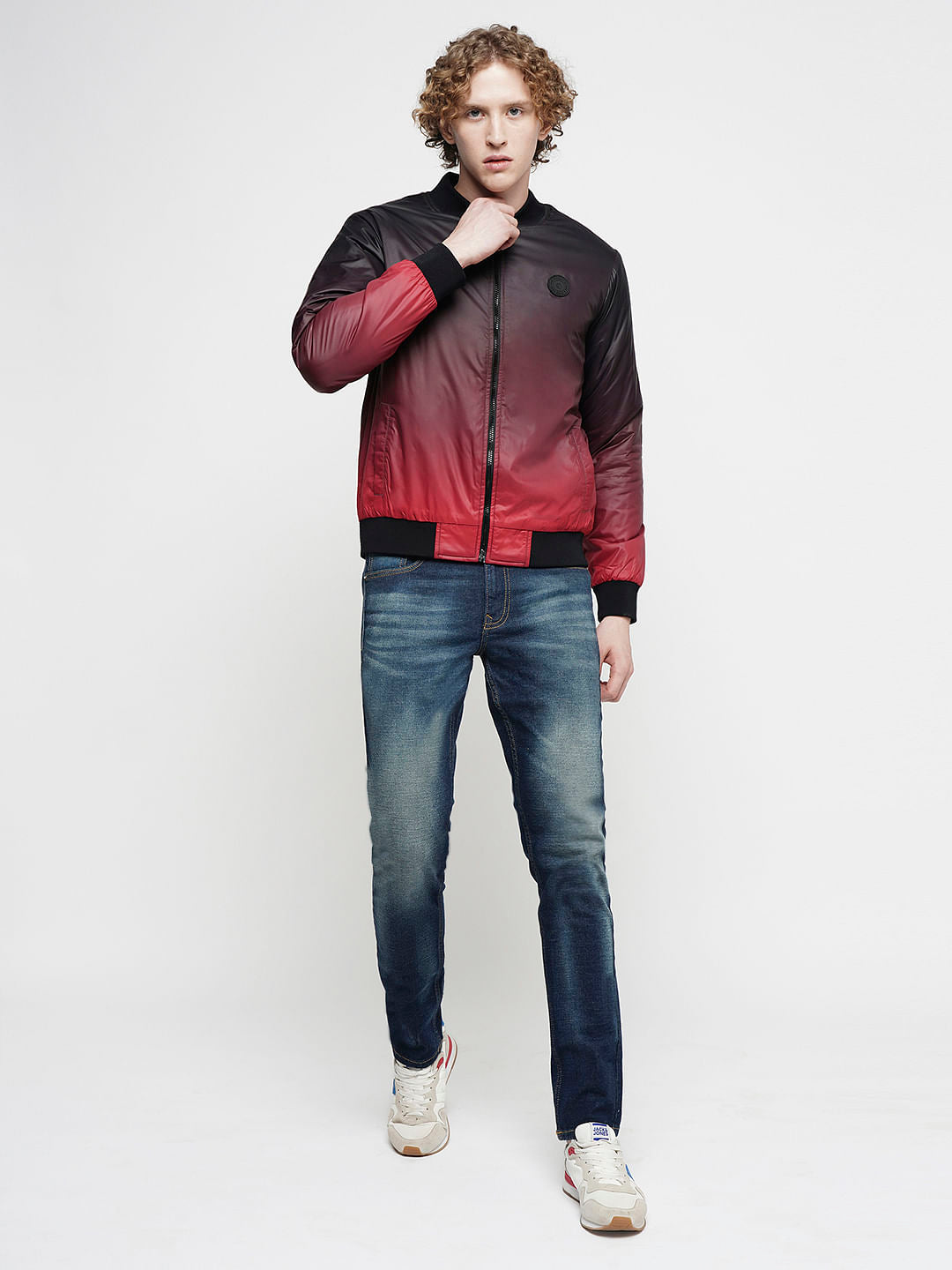 PRODUKT by JACK&JONES Dark Red Ombre Bomber Jacket