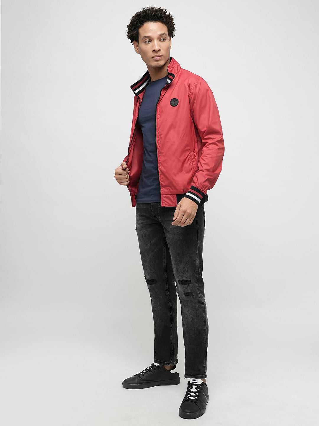 PRODUKT by JACK&JONES Red High Neck Zip-Up Jacket