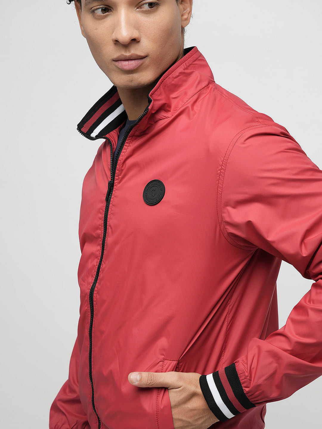 PRODUKT by JACK&JONES Red High Neck Zip-Up Jacket
