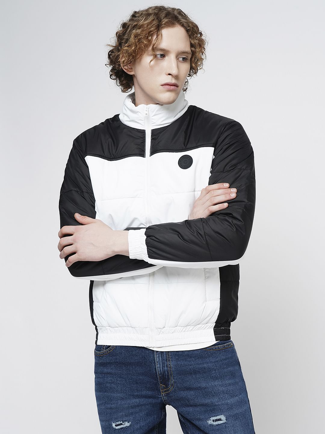 PRODUKT by JACK&JONES White Colourblocked Puffer Jacket