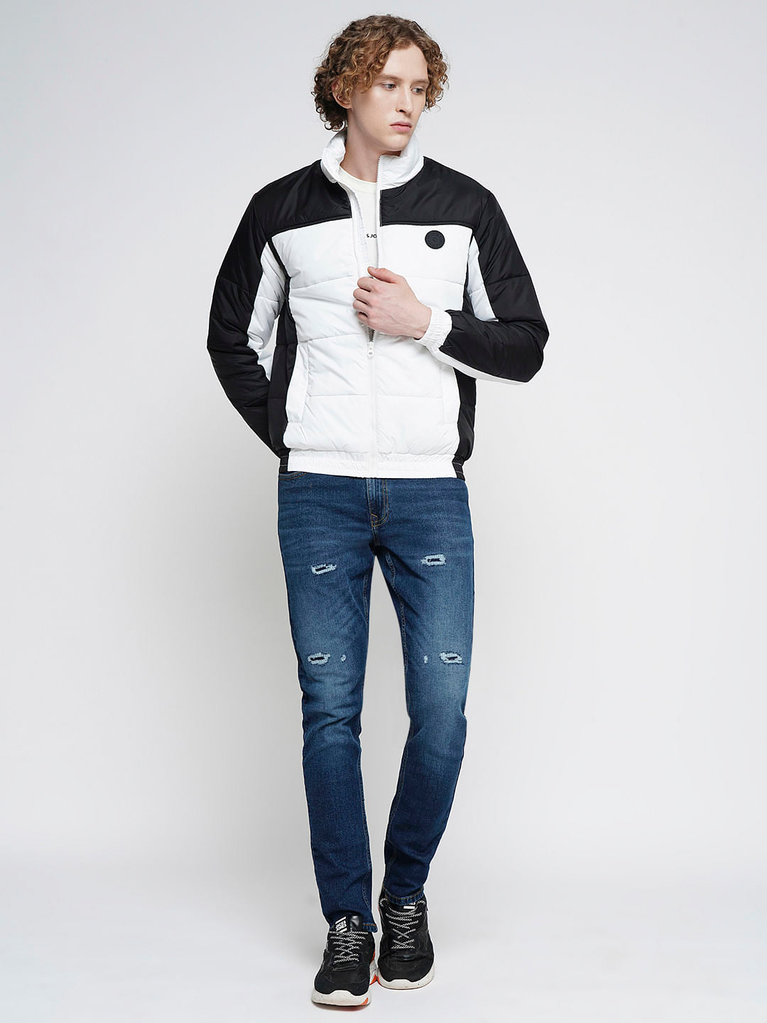 PRODUKT by JACK&JONES White Colourblocked Puffer Jacket