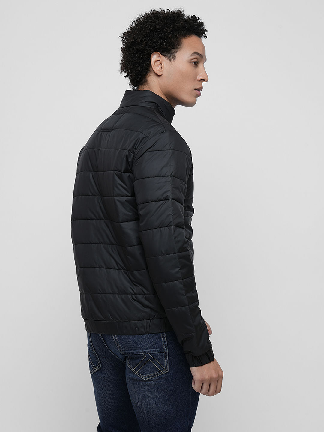 PRODUKT by JACK&JONES Black Logo Print Puffer Jacket