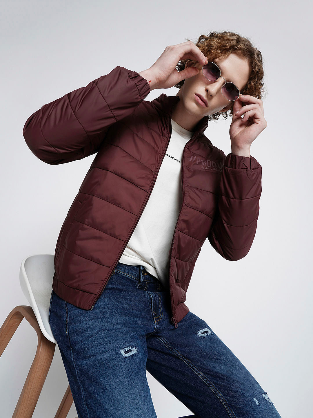PRODUKT by JACK&JONES Red Logo Print Puffer Jacket - S