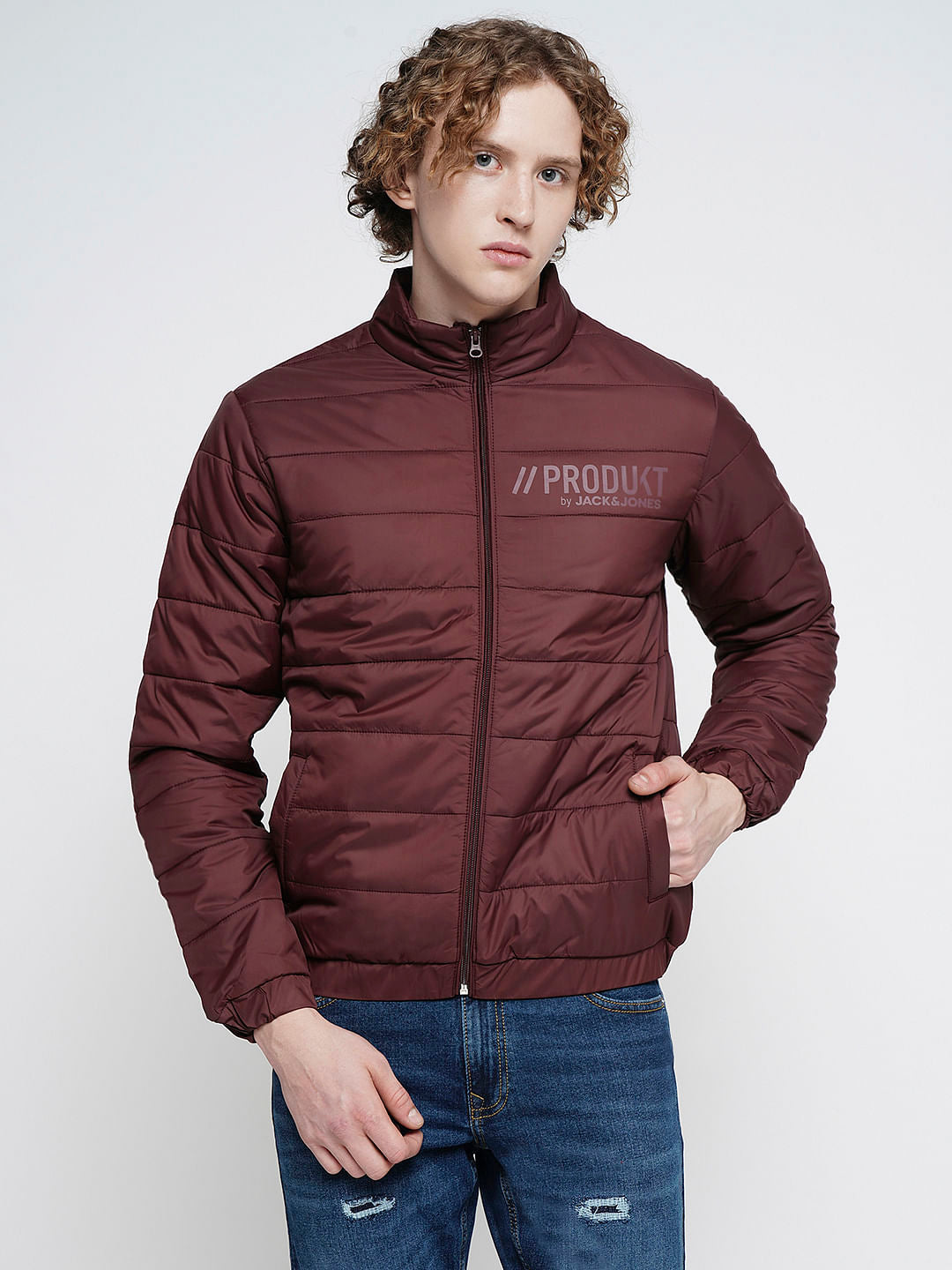 PRODUKT by JACK&JONES Red Logo Print Puffer Jacket