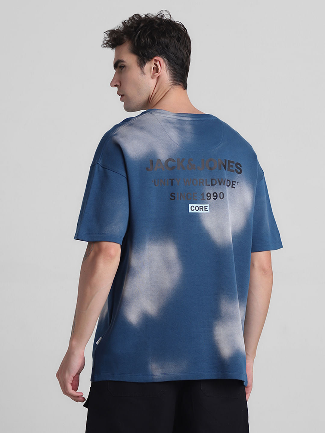 Blue Colourblocked Crew Neck T-shirt