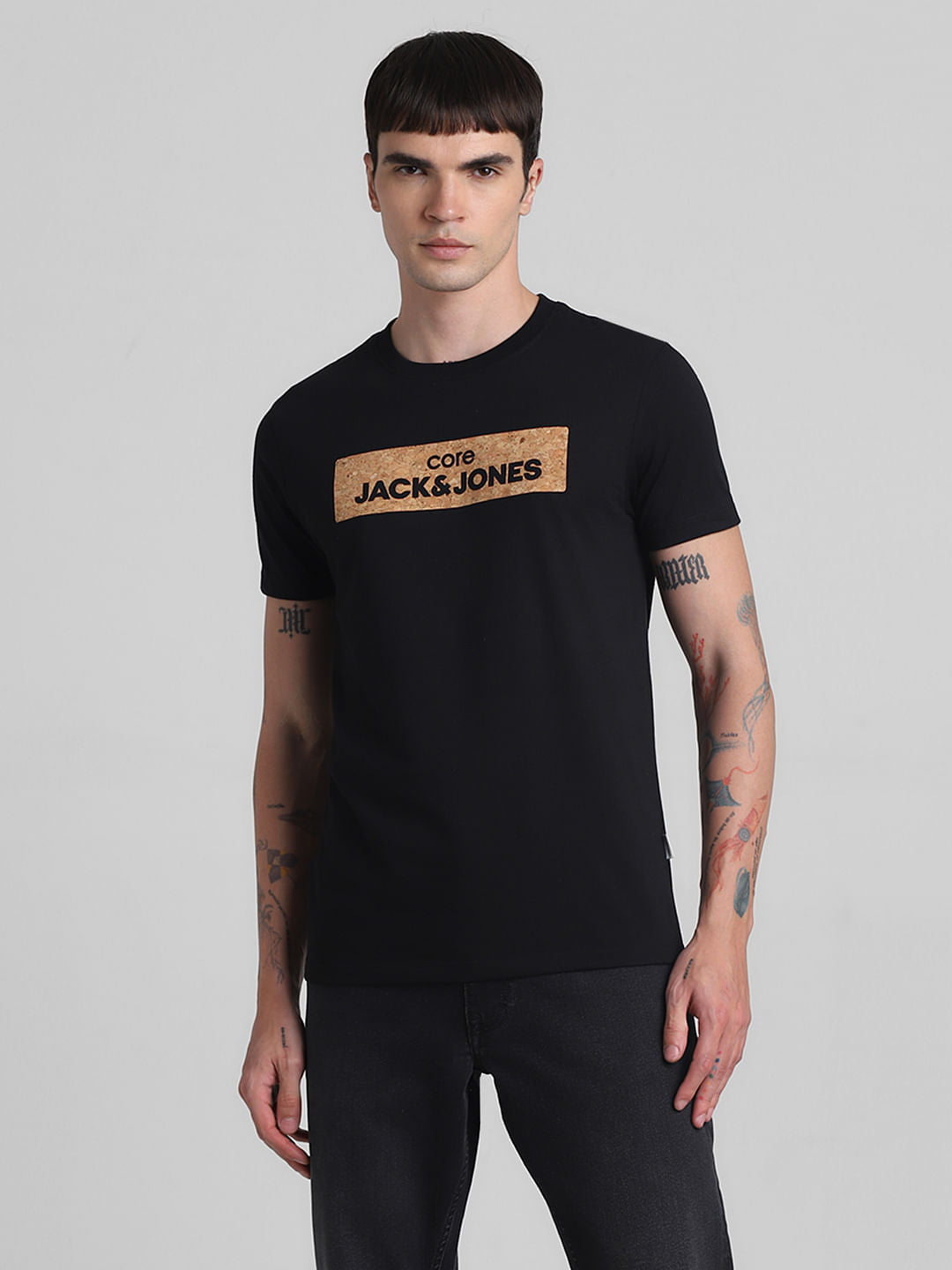 Black Printed Crew Neck T-shirt