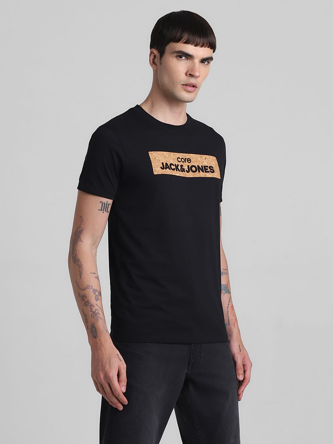 Black Printed Crew Neck T-shirt