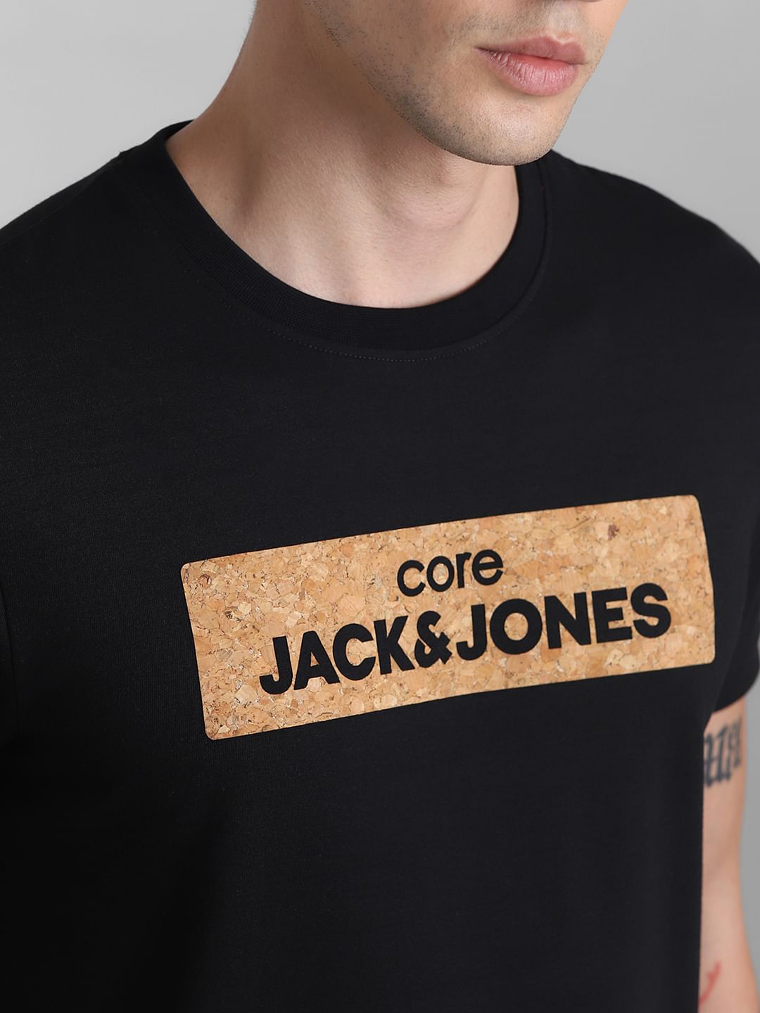 Black Printed Crew Neck T-shirt