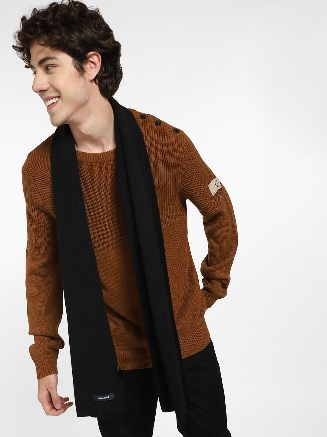 Black Knit Scarf - ONE