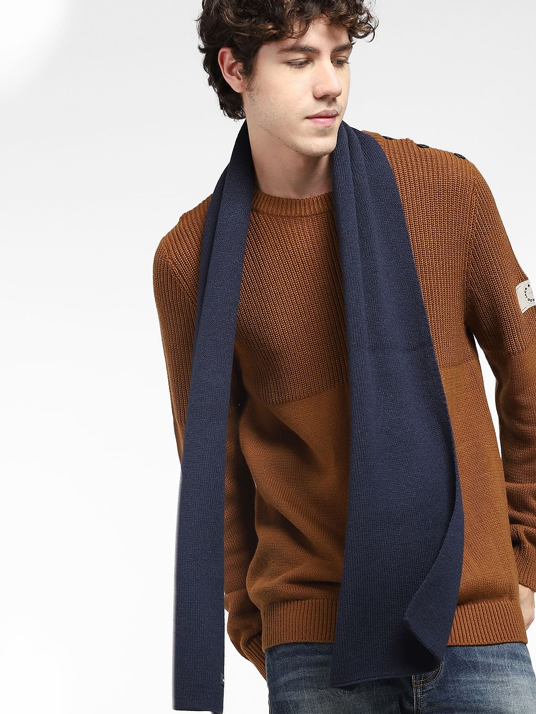 Navy Blue Knit Scarf - ONE