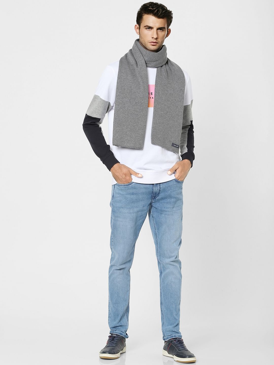 Grey Knit Scarf - ONE
