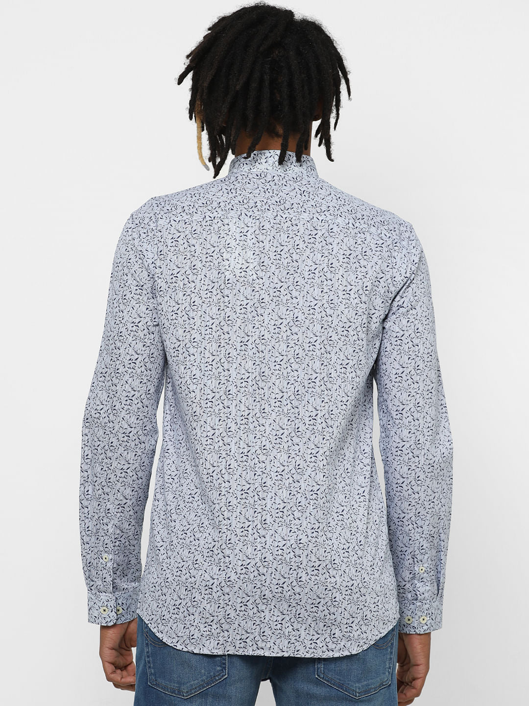 White All Over Print Full Sleeves Shirt