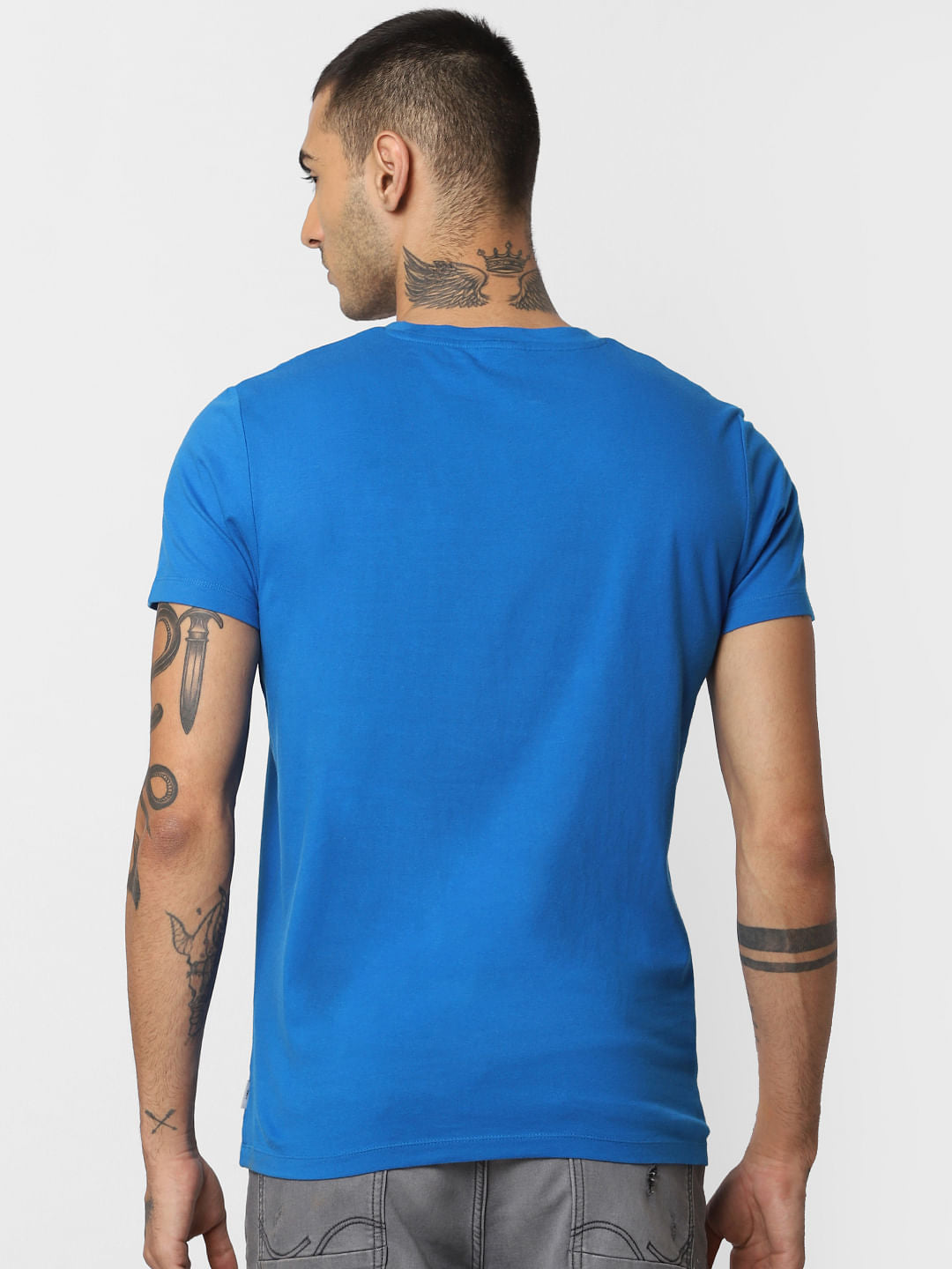Blue Graphic Print Crew Neck T-shirt