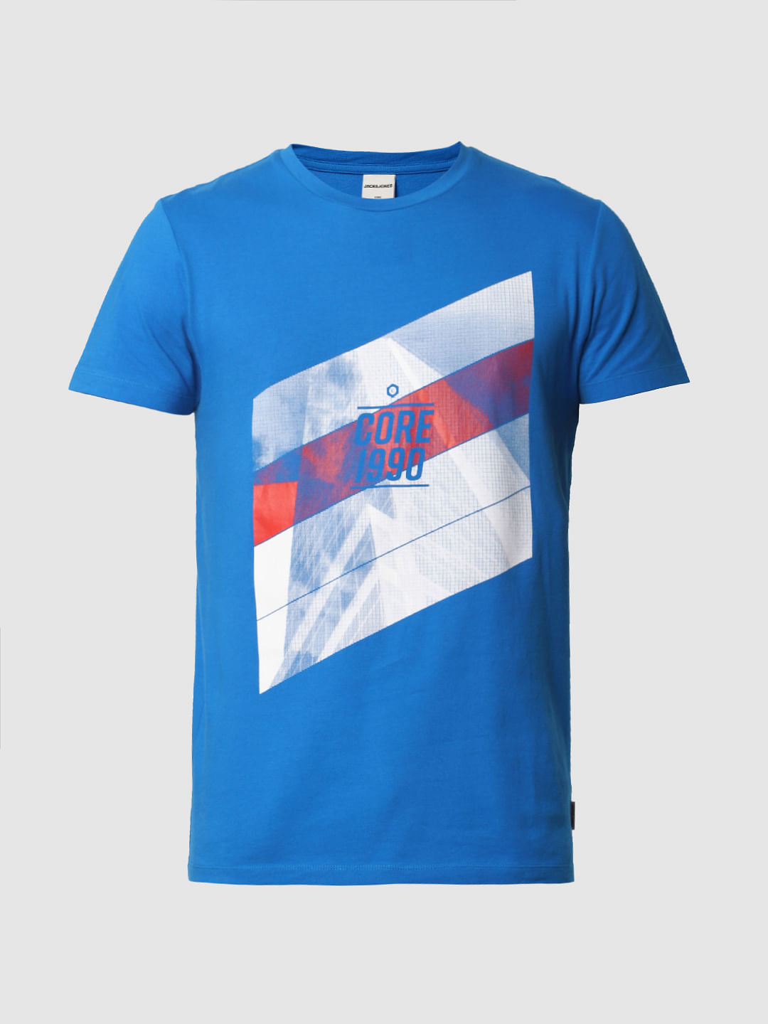 Blue Graphic Print Crew Neck T-shirt