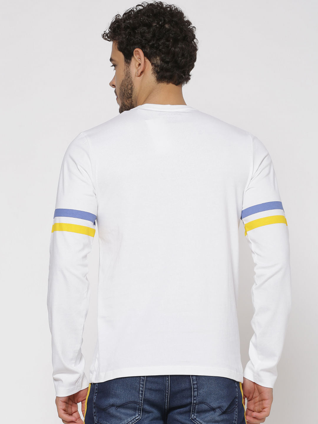 White Logo Print Full Sleeves T-shirt