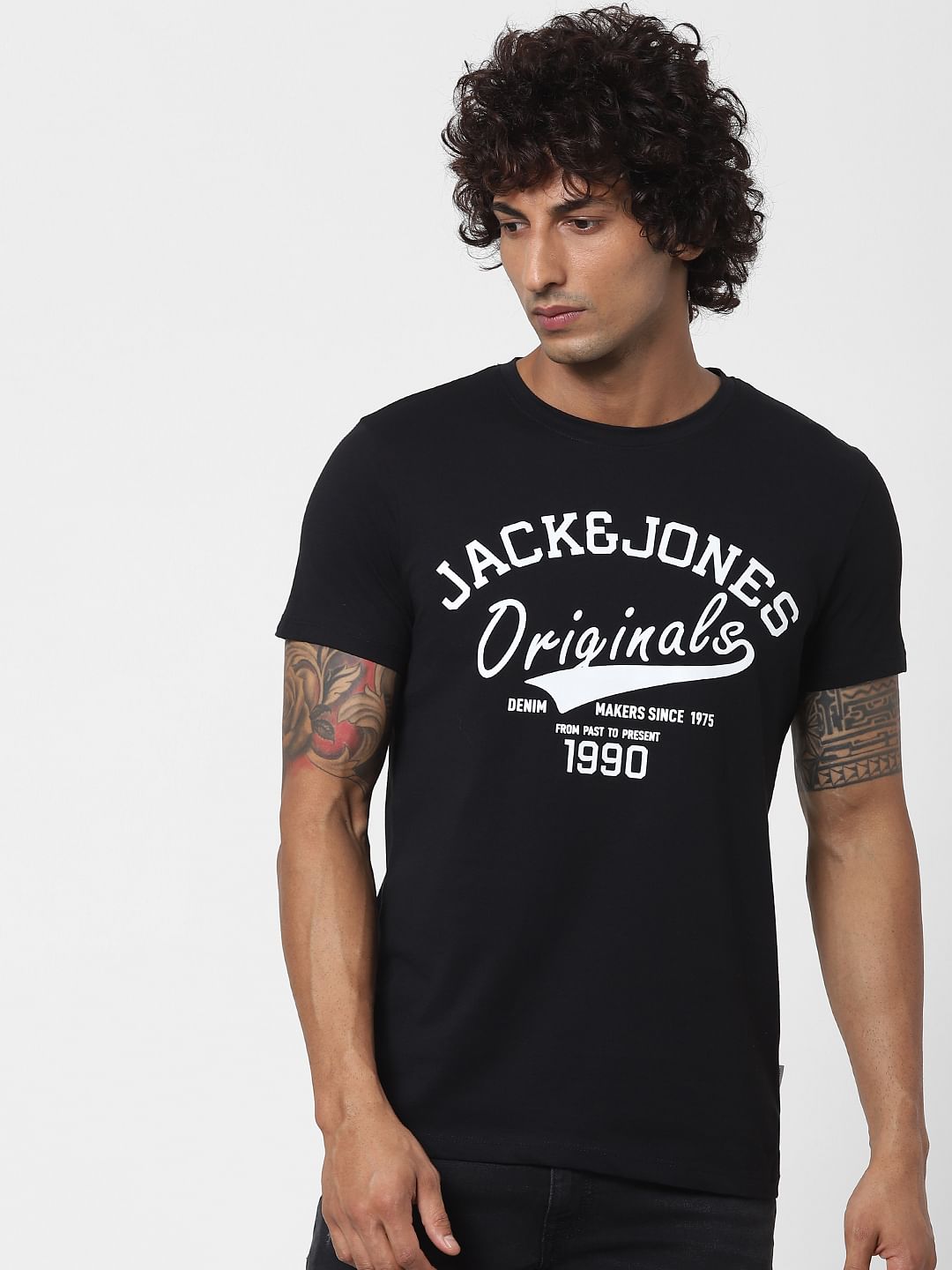 Blue Logo Print Crew Neck T-shirt