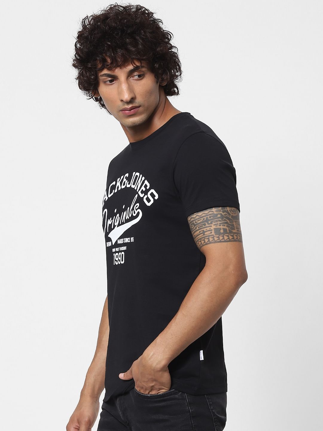 Blue Logo Print Crew Neck T-shirt