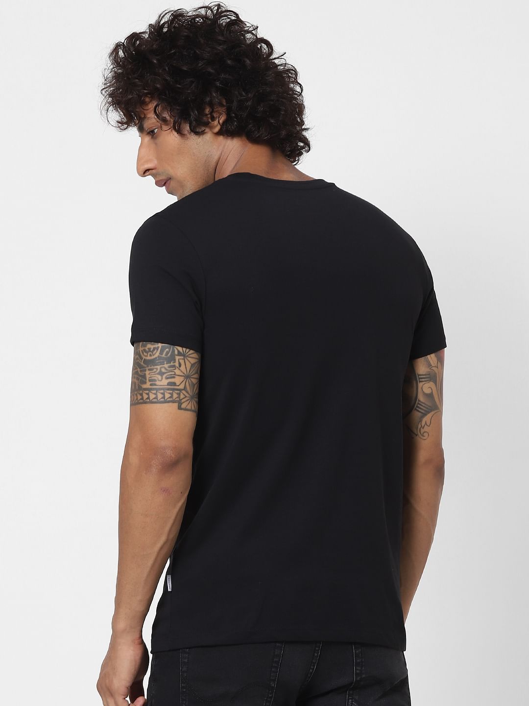 Blue Logo Print Crew Neck T-shirt
