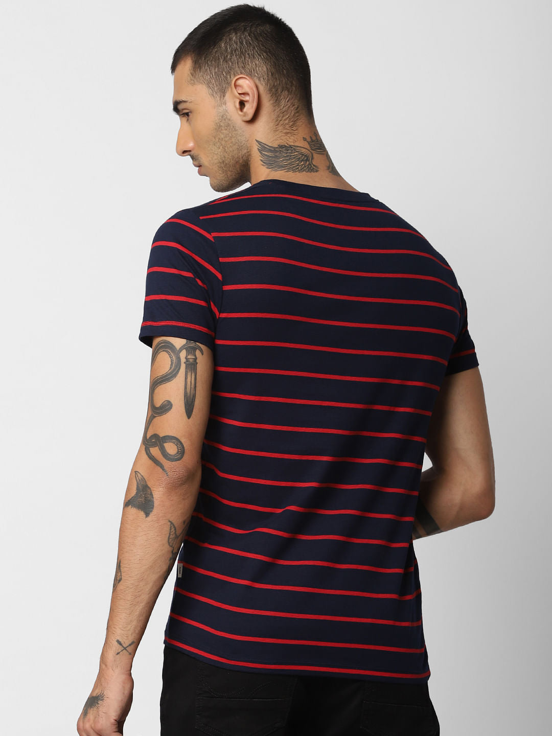 Blue Striped Crew Neck T-shirt