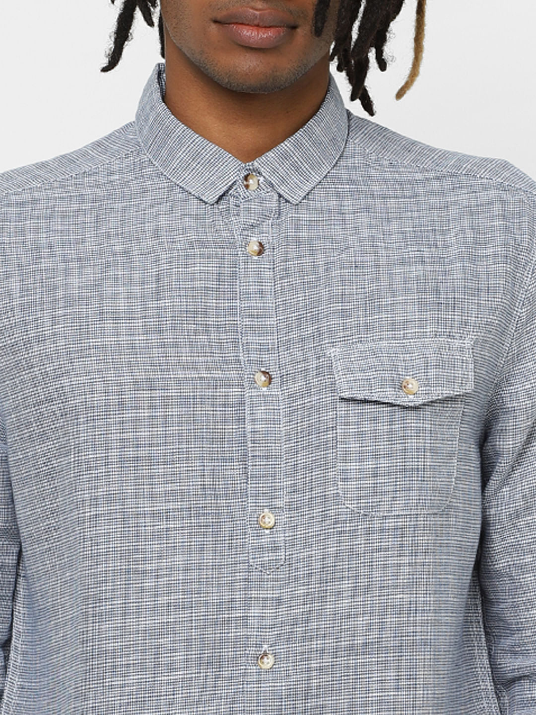 Blue Small Check Full Sleeves Shirt