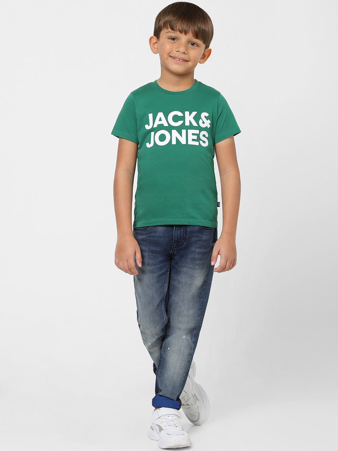 Boys Green Logo Print Crew Neck T-shirt - 4/5Y