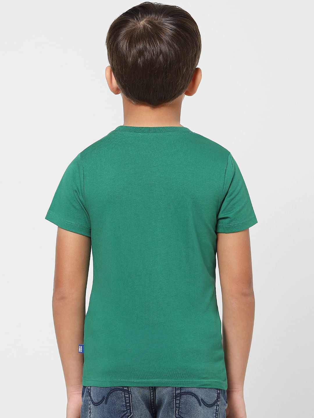 Boys Green Logo Print Crew Neck T-shirt