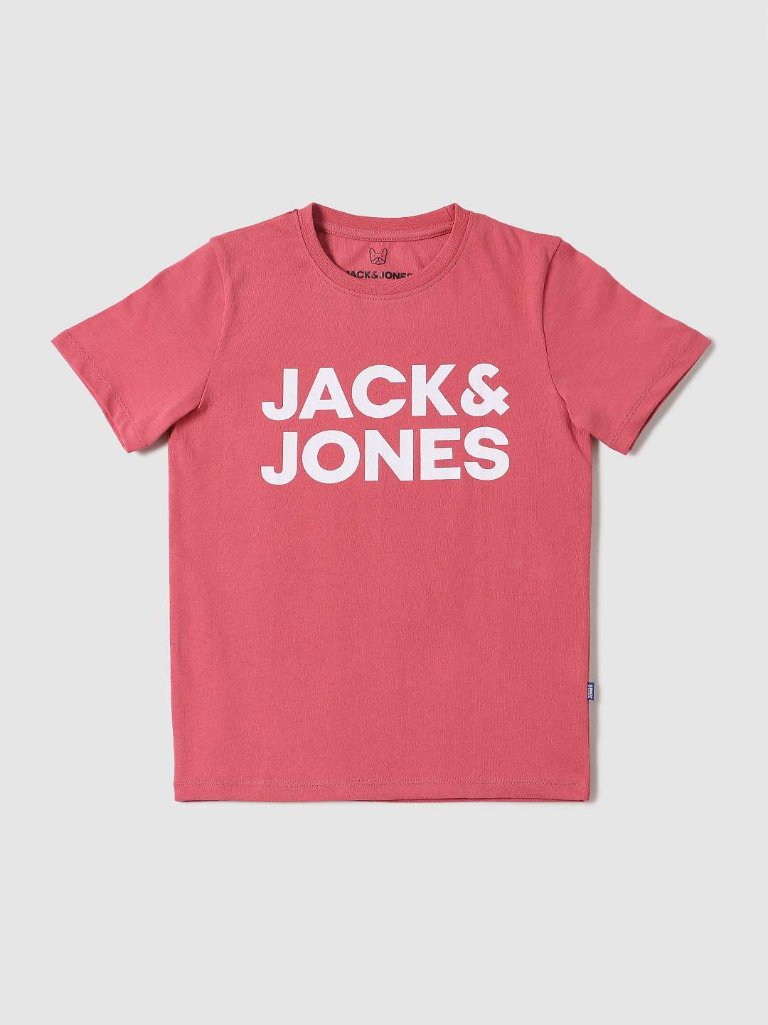 Boys Pink Logo Print Crew Neck T-shirt