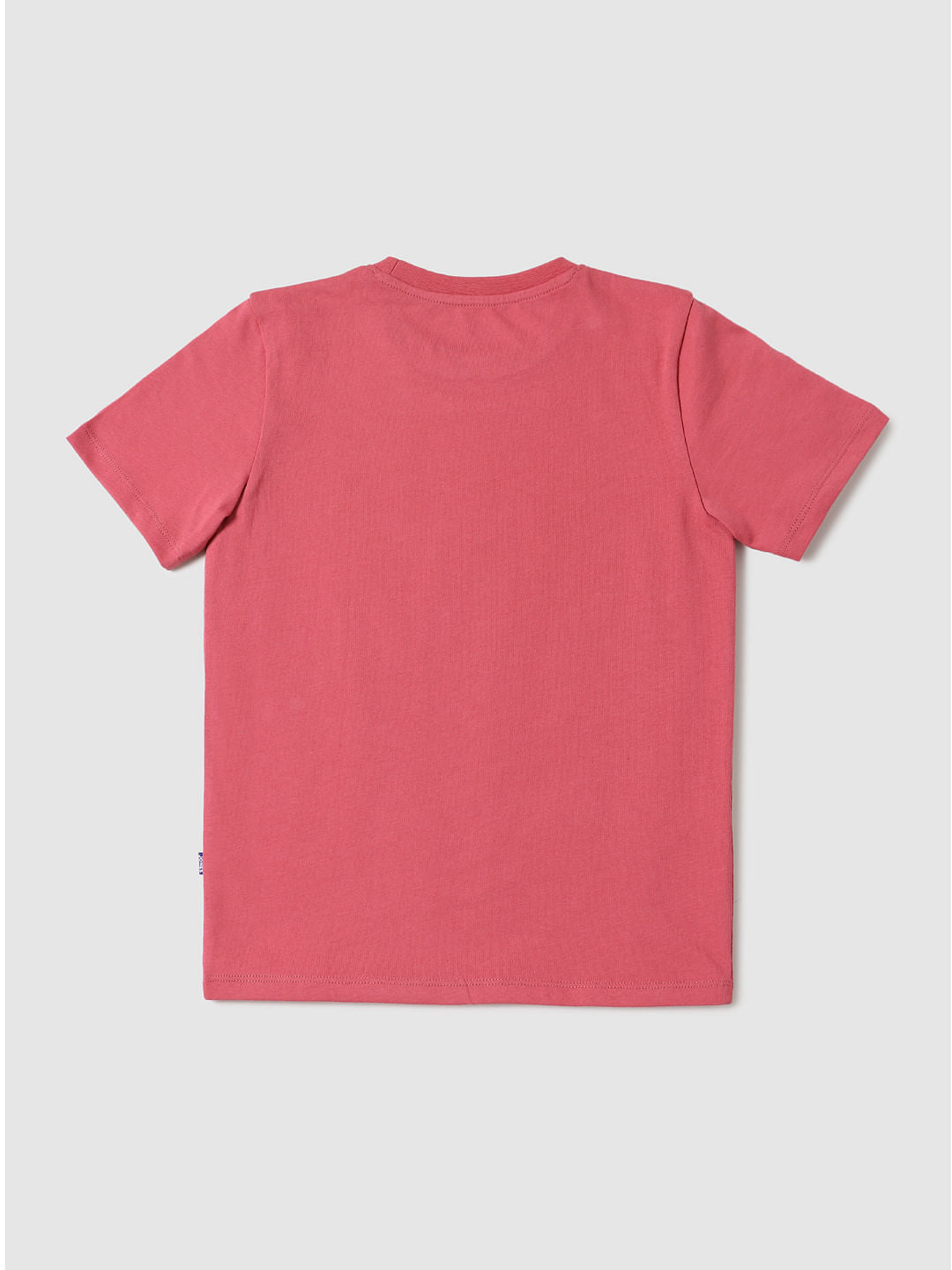 Boys Pink Logo Print Crew Neck T-shirt
