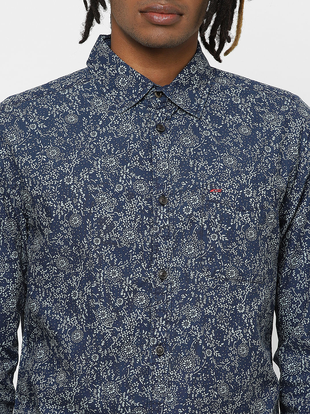 Blue All Over Print Full Sleeves Shirt