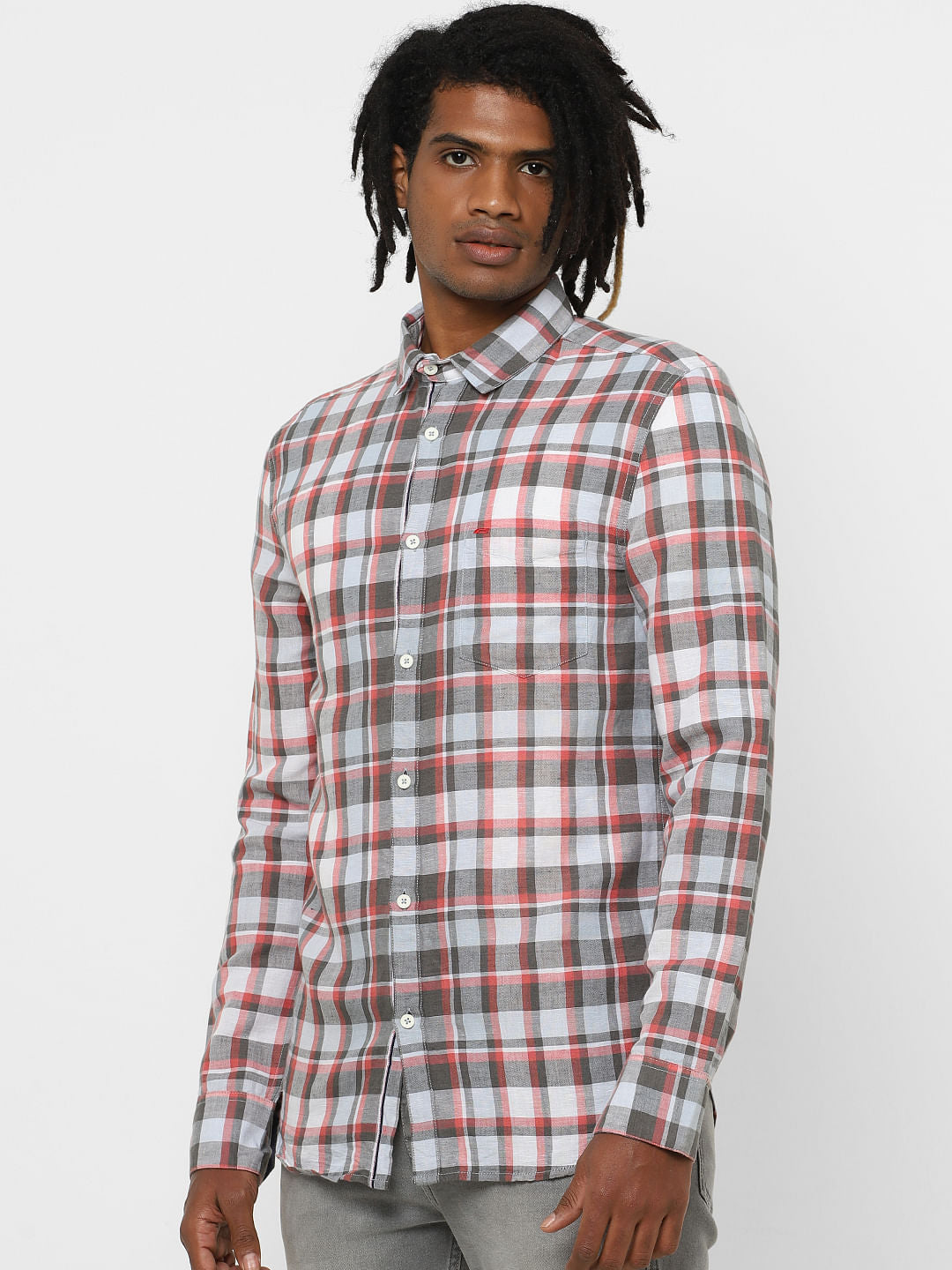 White Check Full Sleeves Shirt