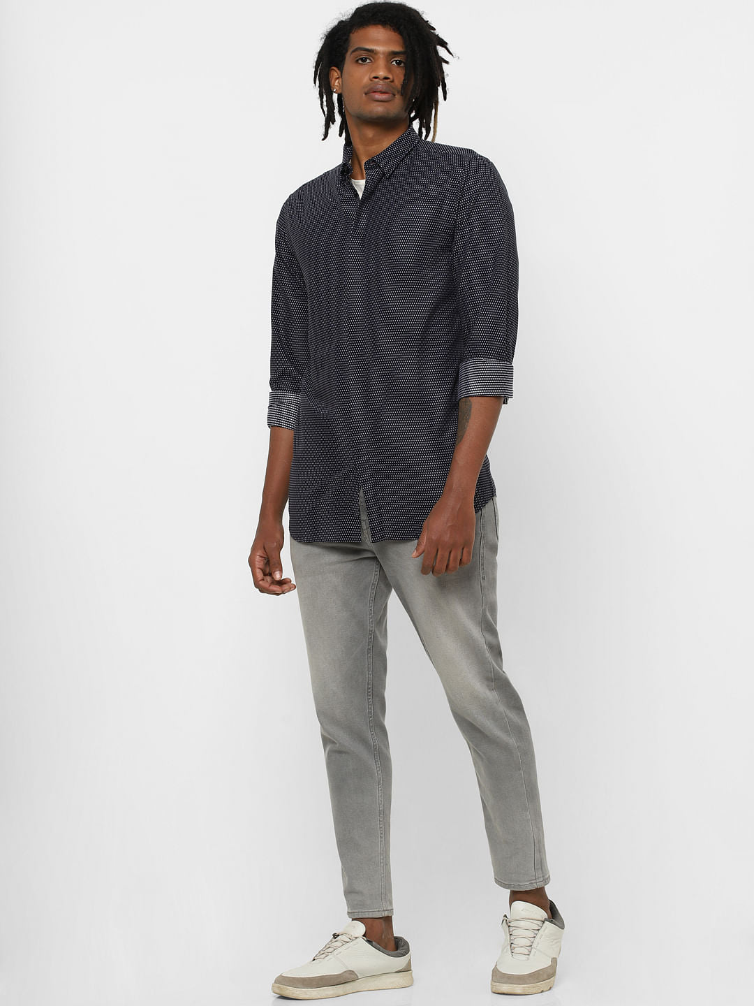 Black All Over Print Full Sleeves Shirt - S