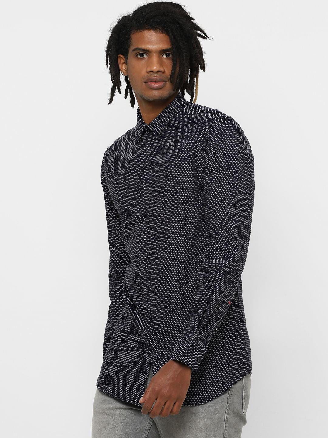 Black All Over Print Full Sleeves Shirt