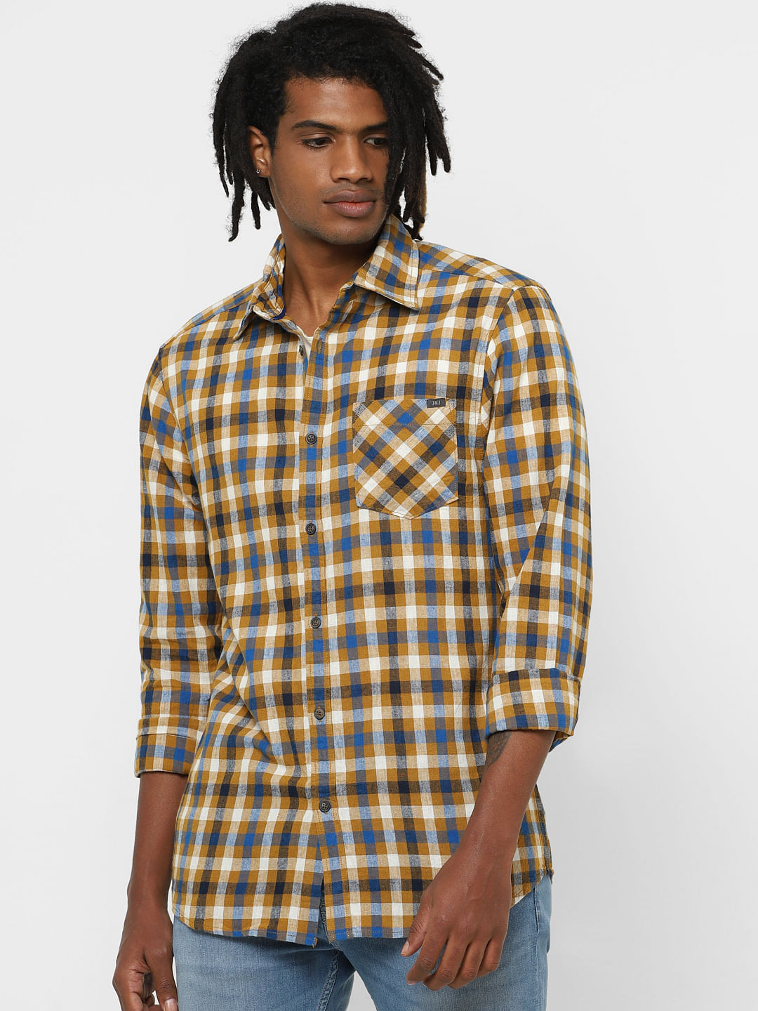 Brown Check Full Sleeves Shirt