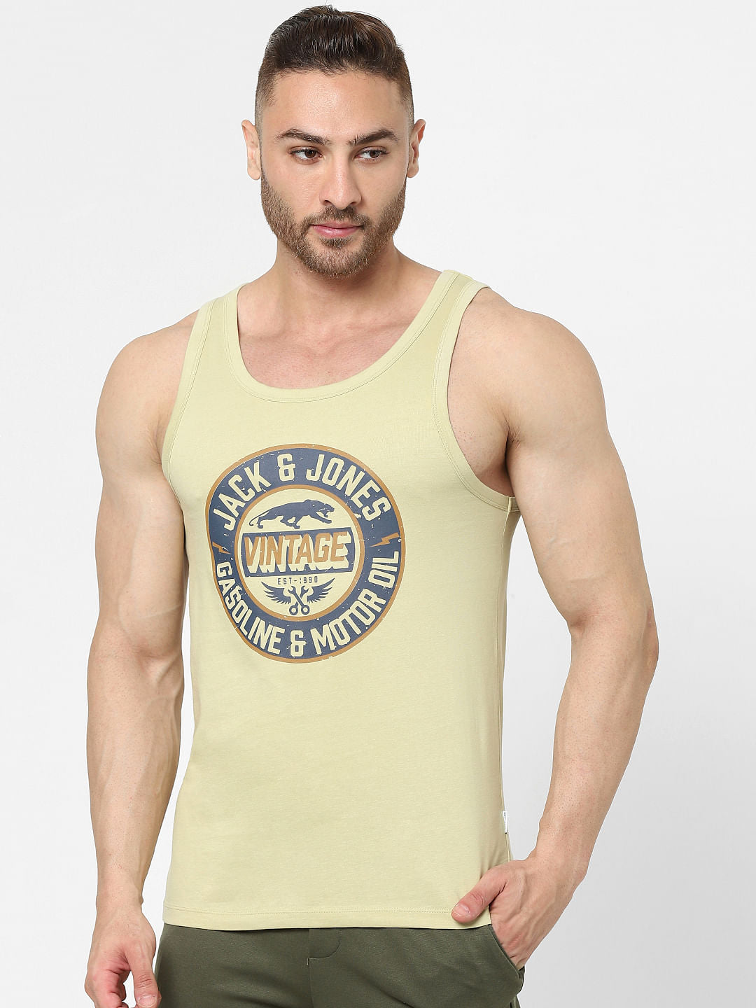 Green Logo Print Vest - S