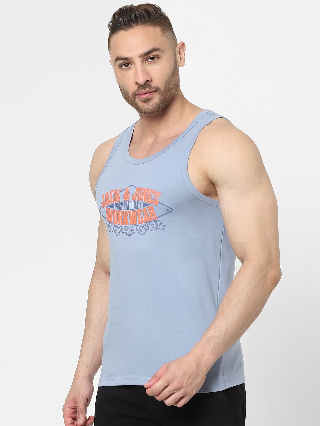 Blue Logo Print Vest