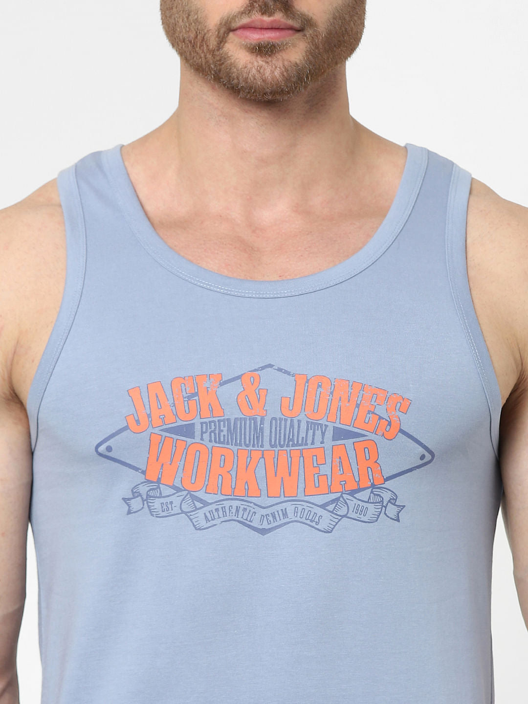 Blue Logo Print Vest