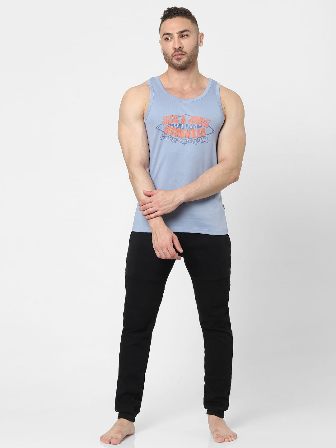 Blue Logo Print Vest