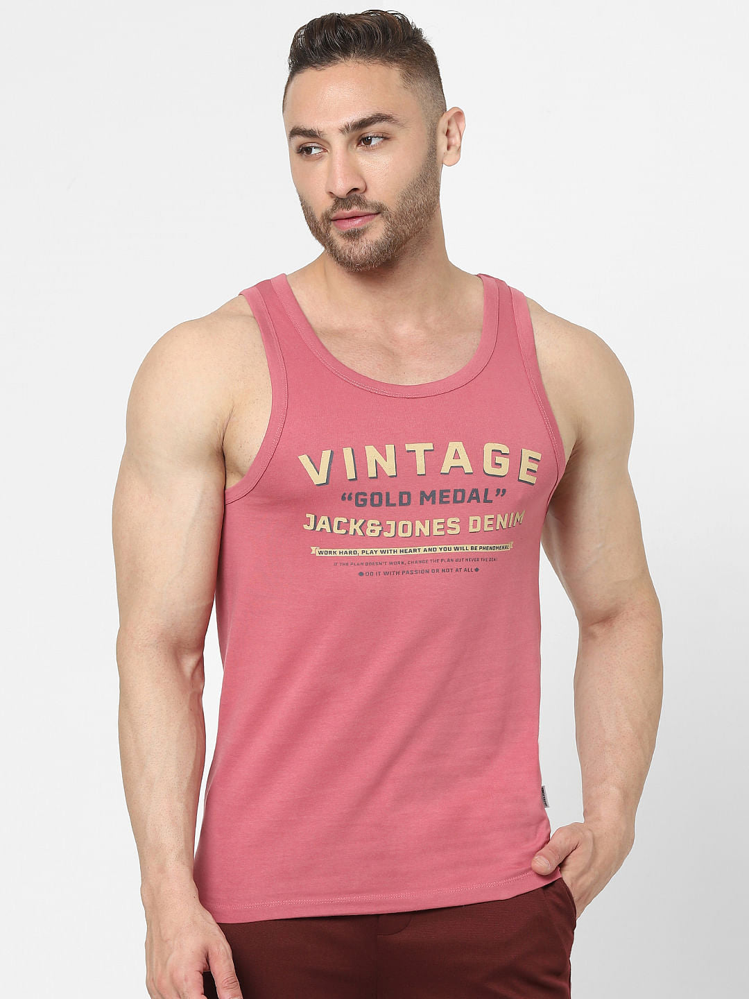 Pink Graphic Logo Print Vest - S