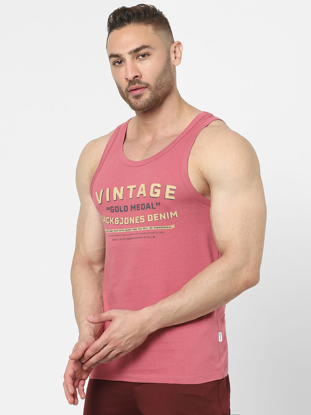 Pink Graphic Logo Print Vest
