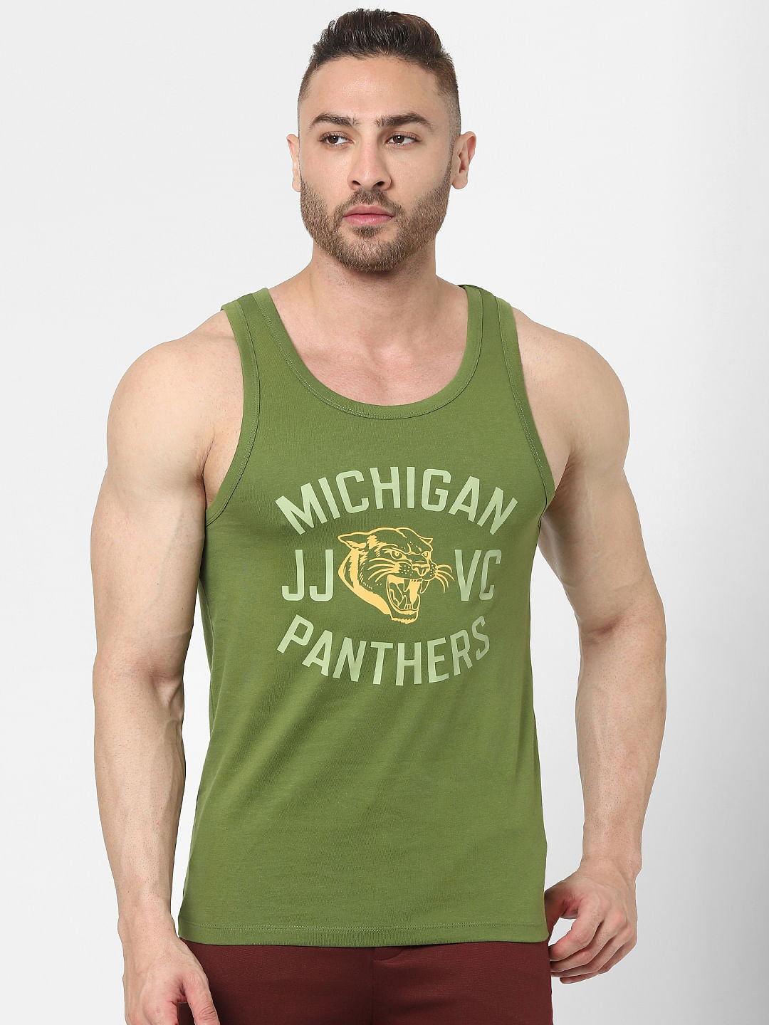 Green Text Print Vest - S