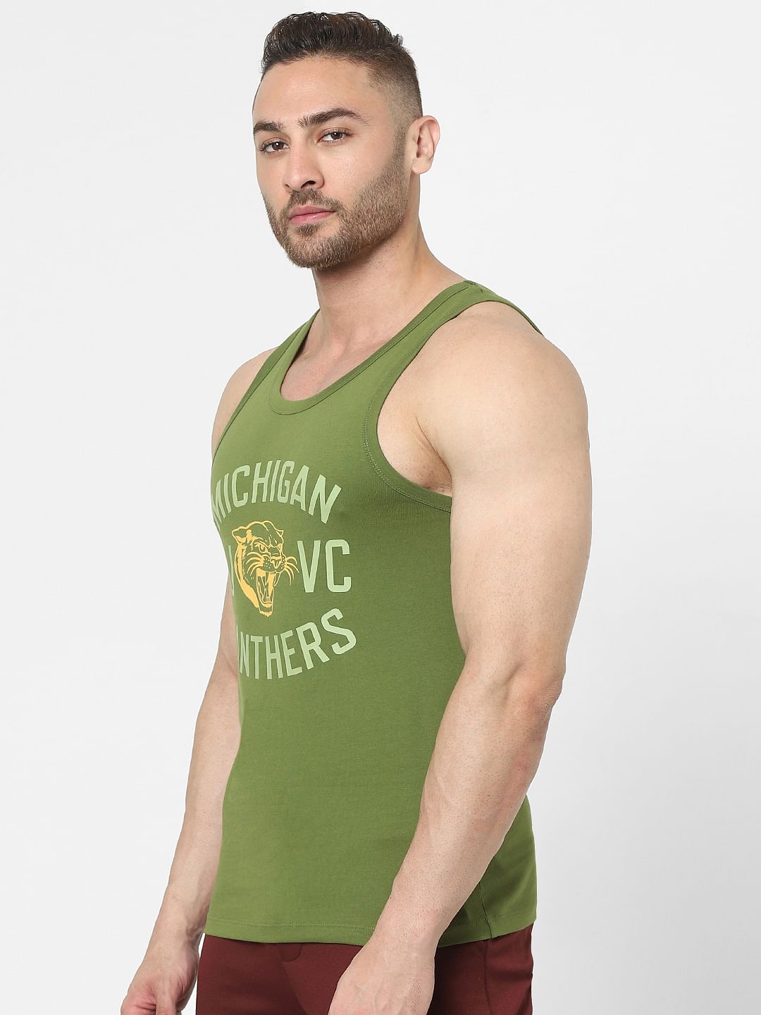 Green Text Print Vest