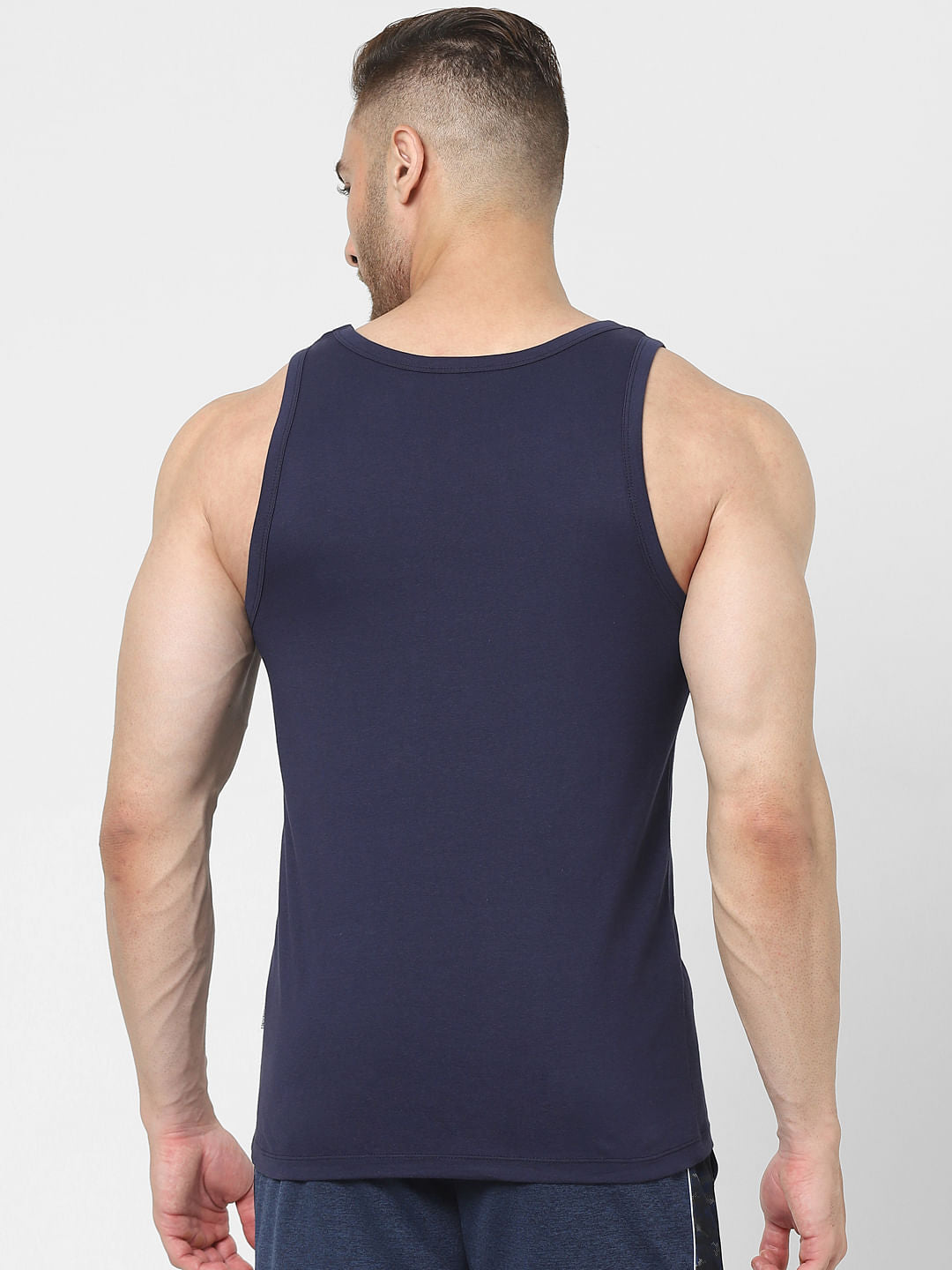 Navy Blue Graphic Print Vest