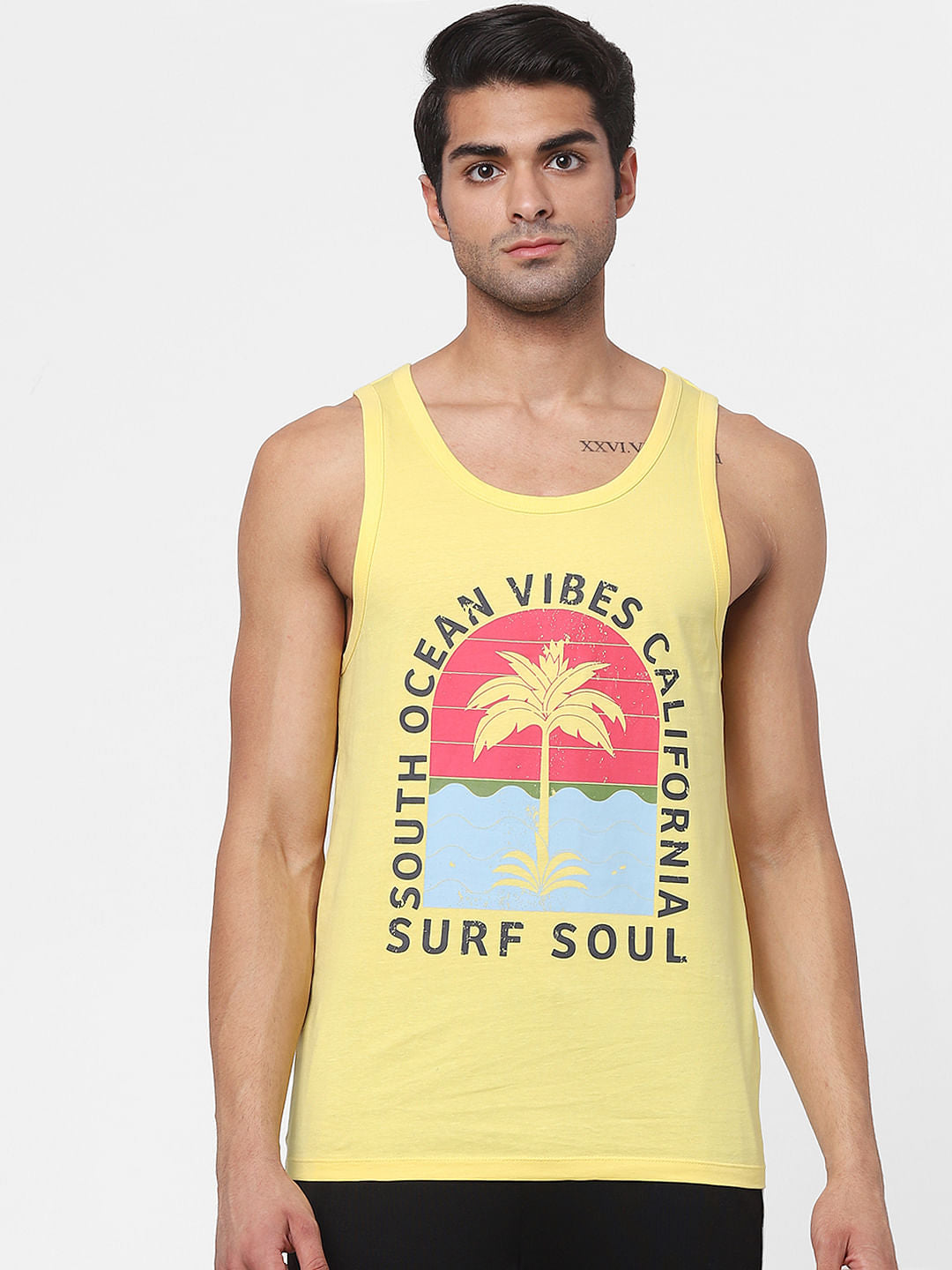 Yellow Graphic Print Vest