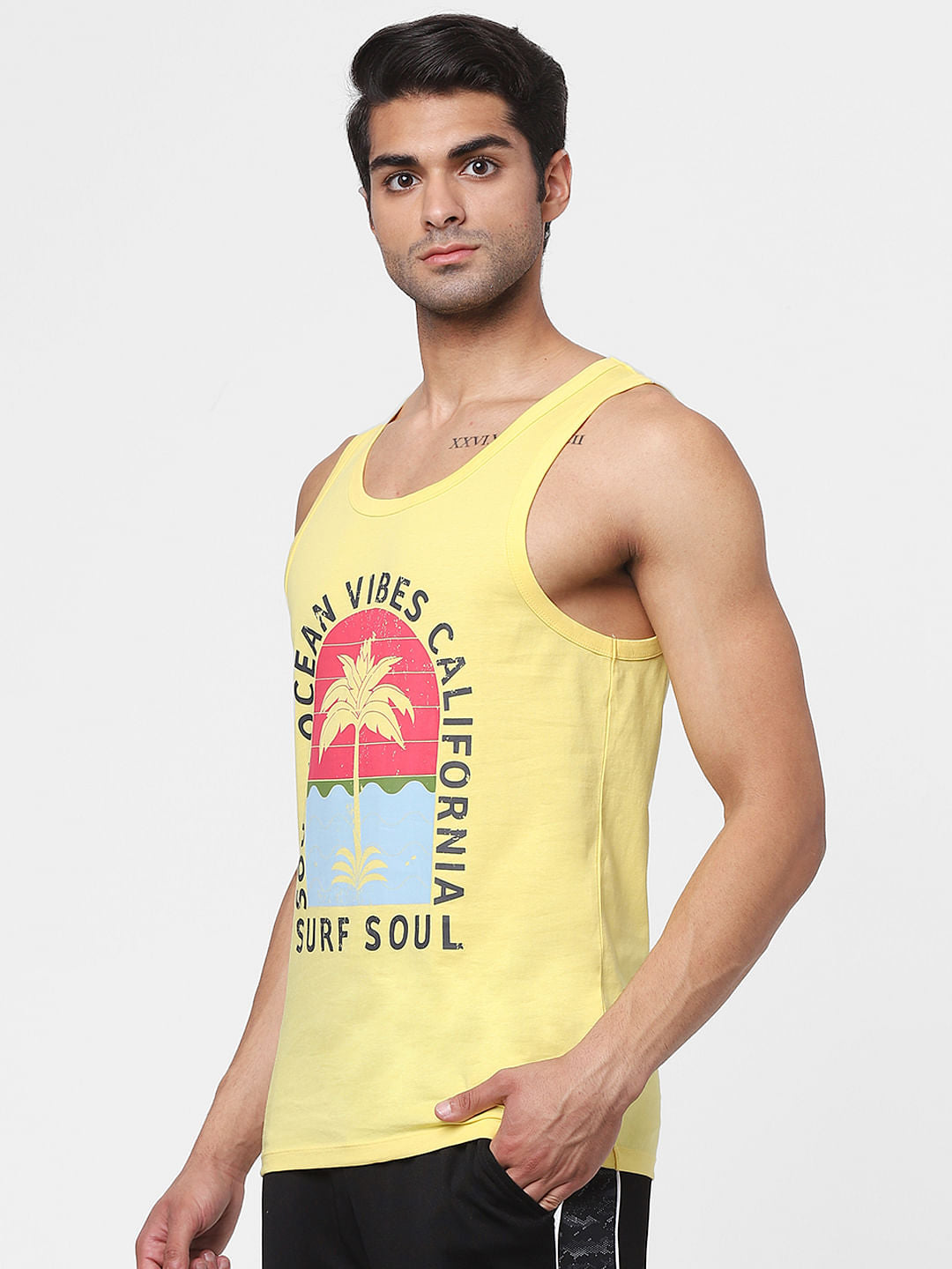 Yellow Graphic Print Vest